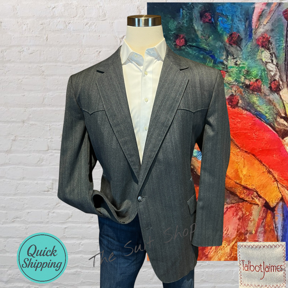 Talbot Jaimes Mens 48 - 50L Gray Unlined Unstructured Western Blazer Sport Coat
